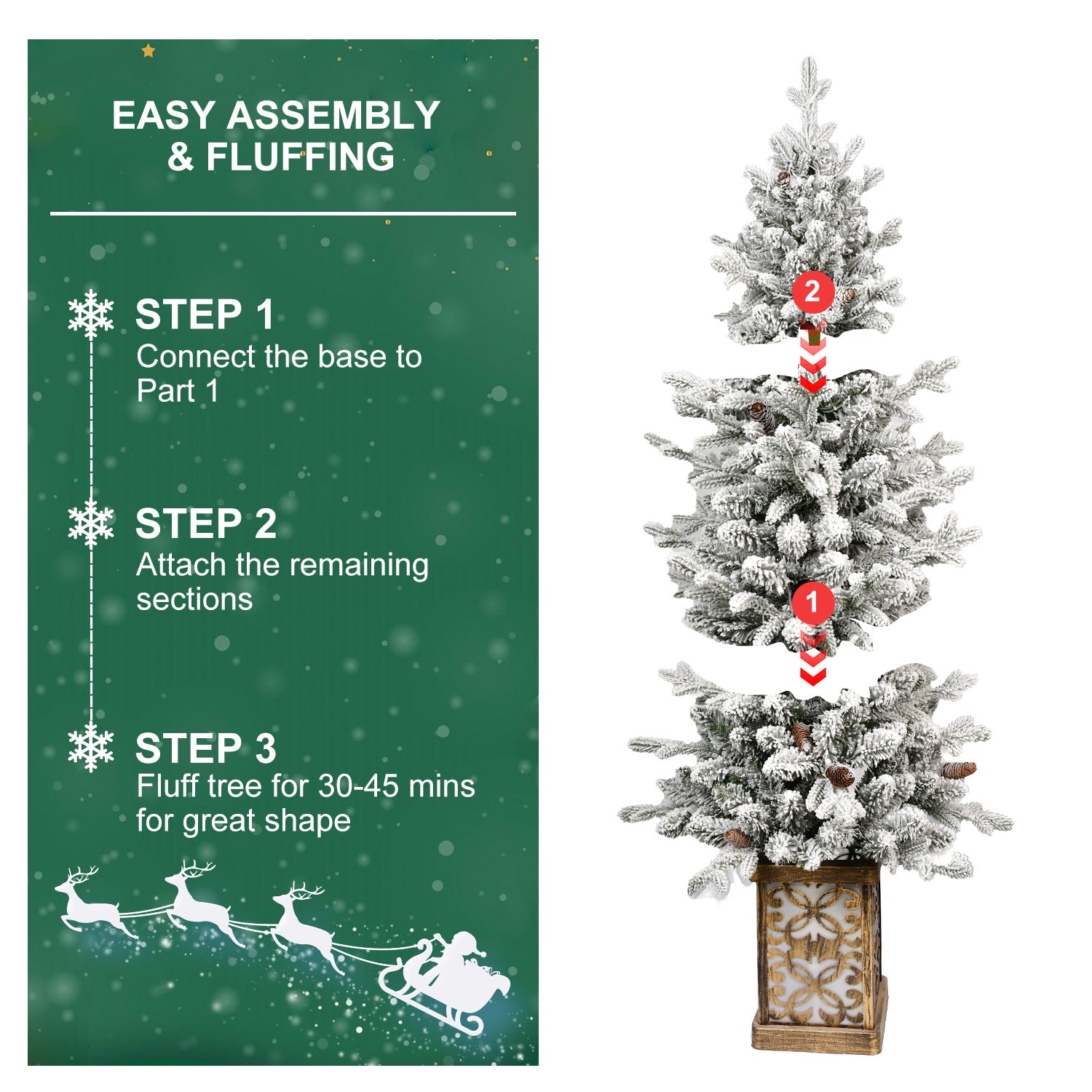 4ft Pre-lit Potted Porch Christmas Tree Small Slim Christmas Tree With Multicolor Lights Twinkle Potted Xmas Tree With Mixed PE, Metal Glint Basin, 8 Color Mode For Entrance, Yard,Pathway Decor