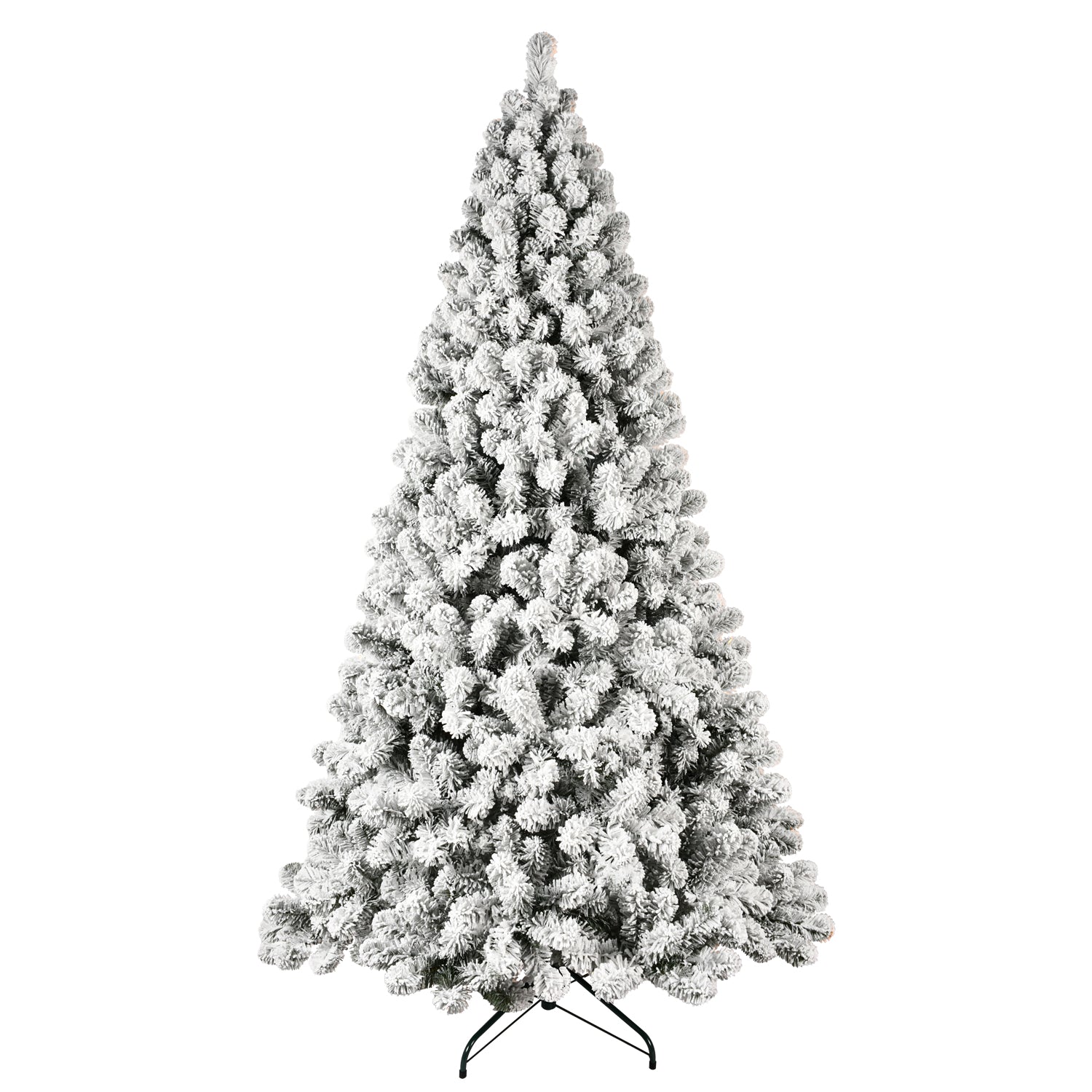 5ft 6ft 8ft 9ft Pre-Lit Flocked Christmas Tree Hinged Artificial Xmas Trees Premium PVC Branches With Lights