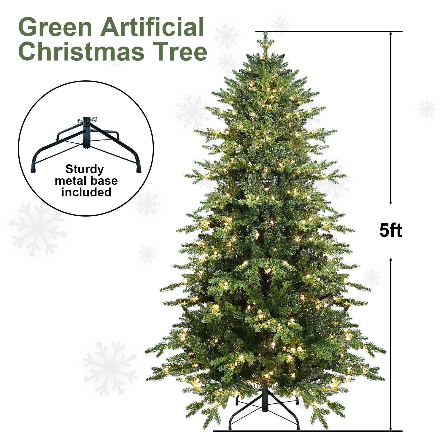 PVC Christmas Tree, Christmas Decorations, Green, With Lights