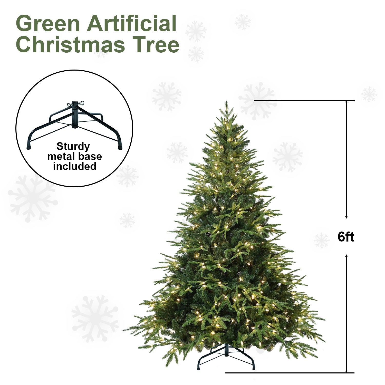 PVC Christmas Tree, Christmas Decorations, Green, With Lights