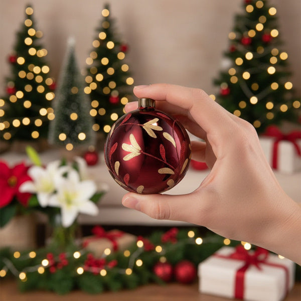 4PCS Set Christmas Glass Ball Ornaments Hanging Tree Decorations Shiny Holiday Party Decor Xmas Tree Decorations FBA Shipment