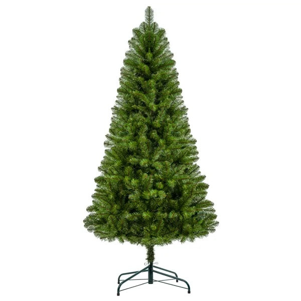 7FT Unlit Artificial Christmas Tree With 775 Tips, Full PVC Branches, Classic Green Holiday Tree With Sturdy Metal Stand For Indoor Home Decoration